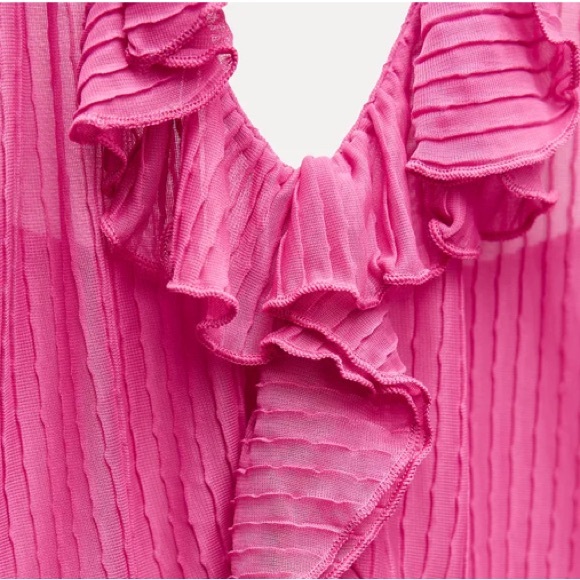 Zara Pink Ruffled Halter Top - Picture 3 of 3